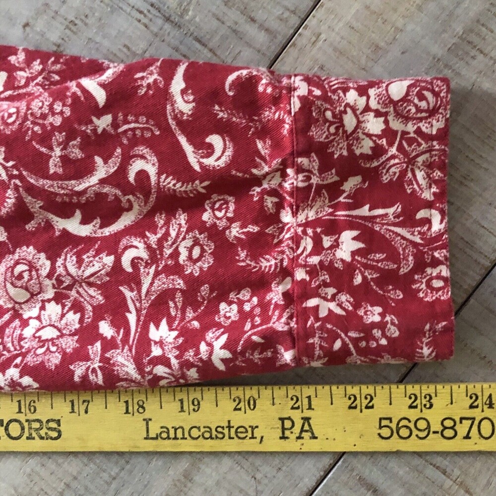Serengeti Western Trucker Shacket Womens Sz L Red Bandana Floral Light Cotton - Picture 11 of 13